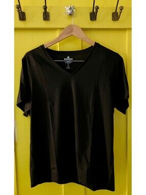 Bombas Womens V Neck Tee XL Black 100% Pima Cotton Short Sleeve NWT